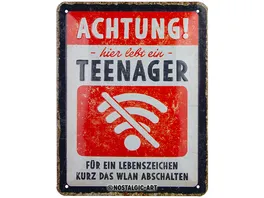Nostalgic Art Blechschild 15 x 20 cm Achtung Teenager WLAN