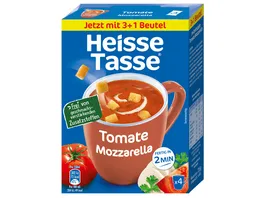 Heisse Tasse Instantsuppe Tomate Mozzarella