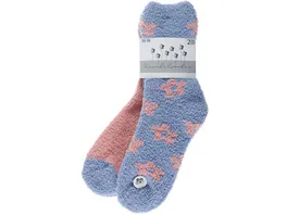 Damen Kuschelsocken Blumen 2er Pack