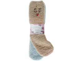 Damen Kuschelsocken mit Stickerei 2er Pack