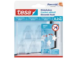 tesa Powerstrips Klebehaken fuer transparente Oberflaechen und Glas 0 2kg