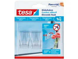 tesa Powerstrips Klebehaken fuer transparente Oberflaechen und Glas 1kg