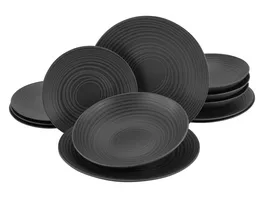 CreaTable Lava Stone Black Tellerset 12 tlg