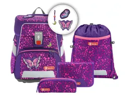 Step by Step Schulranzen Set SHINE Butterfly Night 5teilig