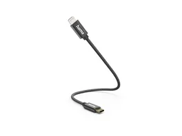 Hama Ladekabel USB C Lightning 0 2 m Nylon Schwarz
