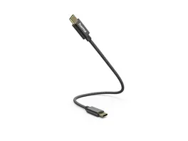 Hama Ladekabel USB C USB C 0 2 m Nylon Schwarz