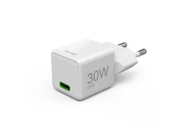 HAMA Schnellladegeraet GaN USB C Super Mini Charger PD 30 W Weiss