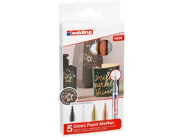 edding 753 Glanzlackmarker Kalligrafie 5er Set sortiert metallic