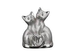 GILDE Porzellan Skulptur Katzenpaar H 20 4cm