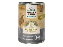 Wildes Land Hundenassfutter Huhn PUR mit Disteloel