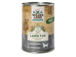 Wildes Land Hundenassfutter Lamm PUR mit Disteloel