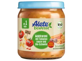 ALETE bewusst Bio Makkaroni mit Tomaten Sauce und Bio Schwein