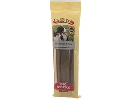 Classic Dog Hundesnack Big Sticks Gefluegel Reis 3er Pack