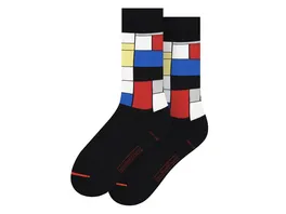 MuseARTa Unisex Socken Piet Mondrian Komposition mit Rot Blau Gelb