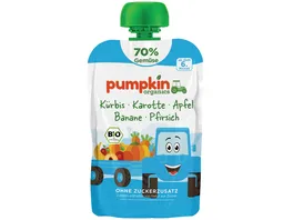 pumpkin organics Bio Quetschie Kuerbis Karotte Apfel Banane Pfirsich