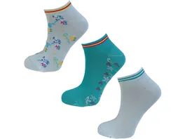 Damen Sneaker Socken Flower 3er Pack