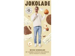 JOKOLADE No 1 Weisse Schokolade mit karamellisierten Haselnuessen Coffee Biscuits Baiser