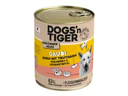 Dogs n Tiger Adult Hundenassfutter Gaudi Huhn Truthahn Cranberry Suesskartoffel