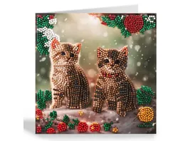 Craft Buddy Crystal Art Diamond Painting Weihnachtskaetzchen Crystal Art Karte 18x18cm