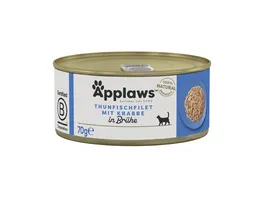 Applaws Katzennassfutter Thunfischfilet Krabbe 70g