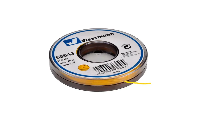 Viessmann - Kabel auf Abrollspule, 0,14 mm², gelb, 25 m
