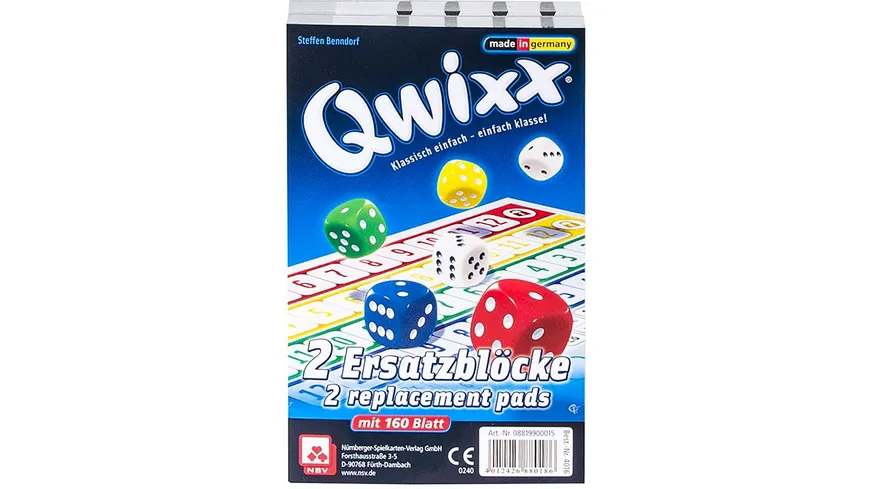 Nürnberger Spielkarten Verlag - Qwixx Original - Ersatzblöcke (2er)