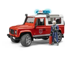 BRUDER Land Rover Feuerwehr Einsatzfahrzeug mit Feuerwehrmann 02596