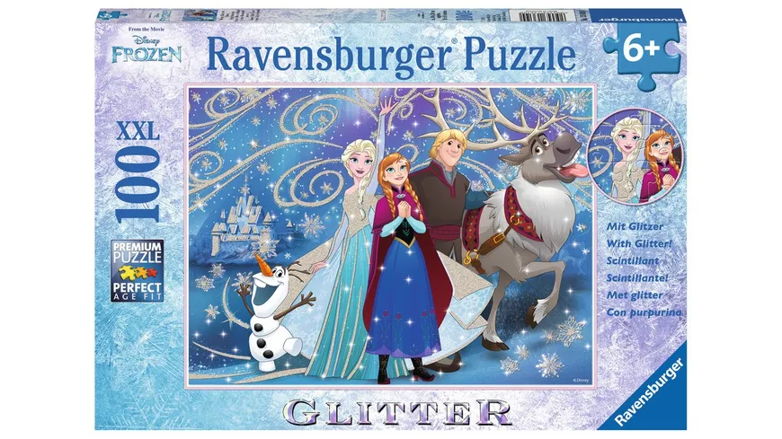 Ravensburger Puzzle - Glitzerpuzzle - Frozen - Glitzernder Schnee, 100 Teile