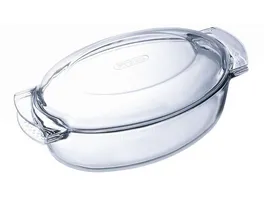 PYREX Borosilikat Glas Braeter oval 4 5 Liter mit Deckel