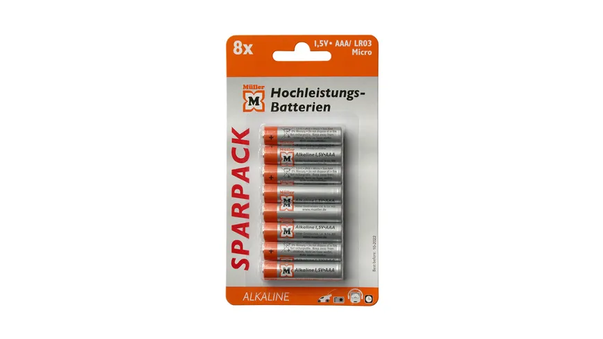 Müller Hochleistungs-Batterie Alkaline Micro AAA 1,5V - 8 Stück
