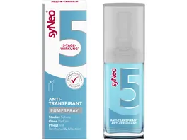 syNeo 5 wirkt durch die spezielle Wirkstoff Kombination je nach Hauttyp bis zu 5 Tage und schuetzt so sicher vor Transpiration Verhindert unangenehmen Koerpergeruch bis zu 5 Tage Ohne Parfuemstoffe