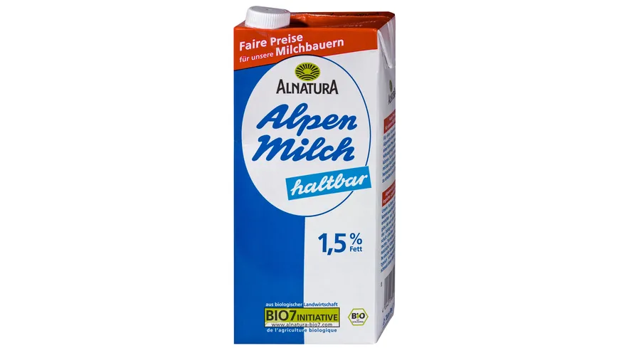 Alnatura Haltbare fettarme Alpenmilch 1,5% Fett