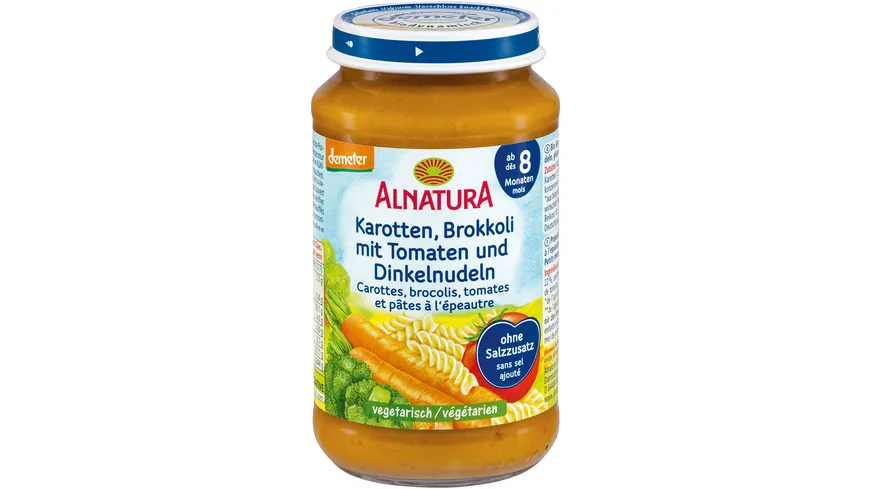 Alnatura Karotte-Brokkoli-Tomate mit Dinkelnudeln, 220g (ab 8. Mon.)
