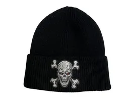 BC HARDROCK Wolly Muetze warm mit Totenkopfmotiv Knochen