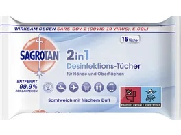 Sagrotan 2in1 Desinfektions Tuecher fuer Haende und Oberflaechen 15 Stueck