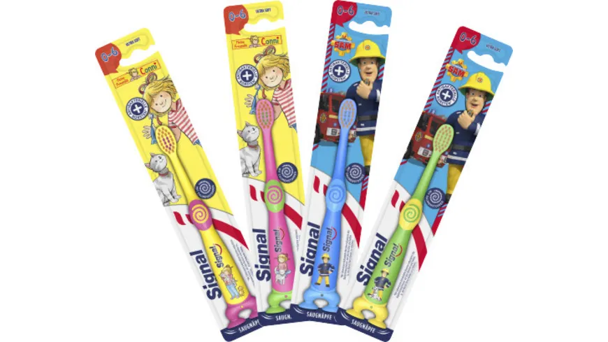Signal Kids Zahnbürste für Kinder im Alter von 0 bis 6 Jahren Ultra Soft mit praktischen Saugnäpfen