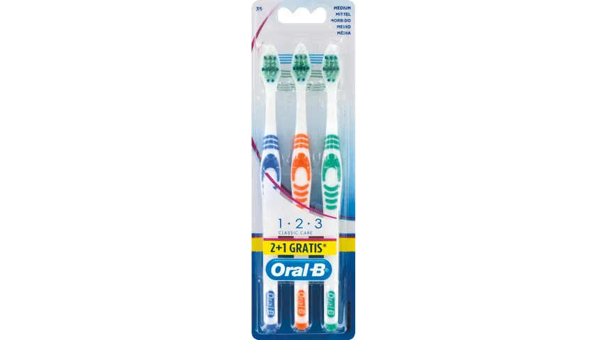 Oral-B CLASSIC CARE Zahnbuerste 1,2,3 - 35 mittel - 2+1 Pack