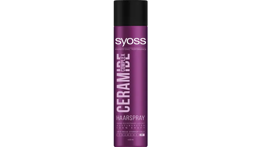 Syoss Haarspray Ceramide Haltegrad 5 mega stark, für 100% gekräftigtes Haar