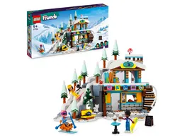 LEGO Friends 41756 Skipiste und Cafe Winter Set mit Puppen und Tierfigur