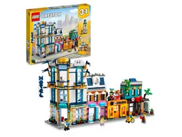 LEGO Creator 3 in 1 31141 Hauptstrasse Modellbau Set mit vielen Gebaeuden