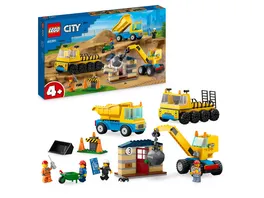 LEGO City 60391 Baufahrzeuge Set Abriss Spielzeug mit Bagger und Kipper