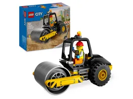 LEGO City 60401 Strassenwalze Baustellen Spielzeug mit Bauarbeiter