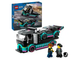 LEGO City 60406 Autotransporter mit Rennwagen Set mit 2 Spielzeug Autos