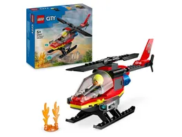 LEGO City 60411 Feuerwehrhubschrauber Feuerwehr Spielzeug mit Hubschrauber