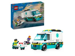 LEGO City Rettungswagen Bauspielzeug fuer Kleinkinder ab 5 Jahren 60451