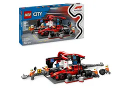 LEGO City F1 Boxenstopp mit Boxencrew und Ferrari Flitzer Bauset 60443