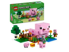 LEGO Minecraft Das Babyschwein Haus Set mit Tieren Bauspielzeug 21268