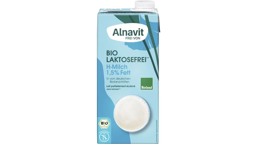 Alnavit Bioland-Laktosefreie H-Milch 1,5 % Fett 1L