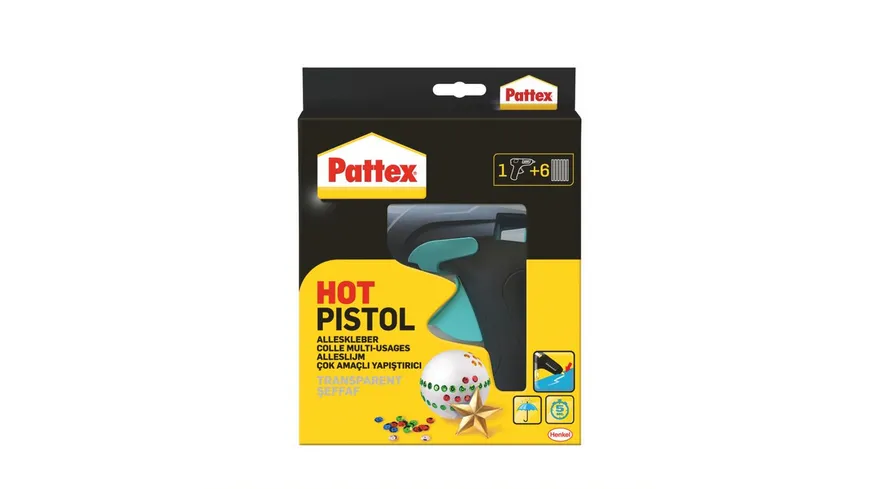 Pattex Hot Pistol Heißklebepistole Starter Set 1x Klebepistole + 6x Klebesticks