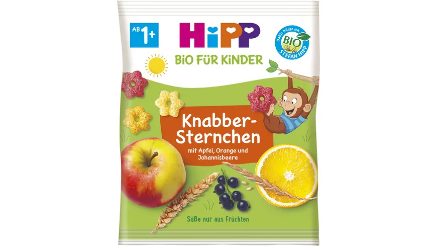 HiPP Bio für Kinder Knabber-Sternchen mit Apfel, Orange und Johannisbeere 30g, ab 1+